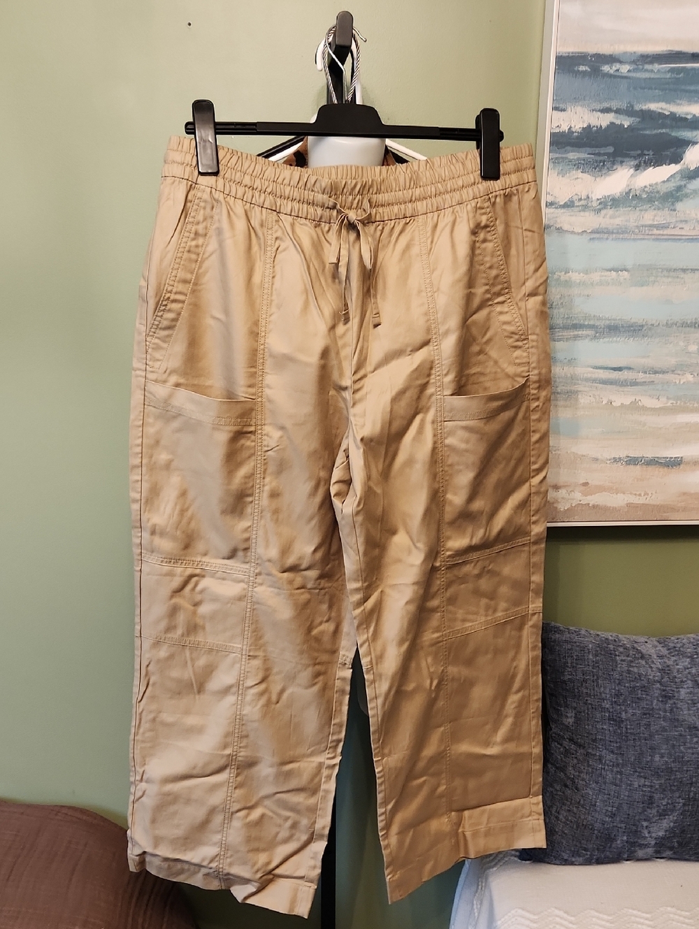 Banana Republic Khaki Patchwork Drawstring Pants - Beige